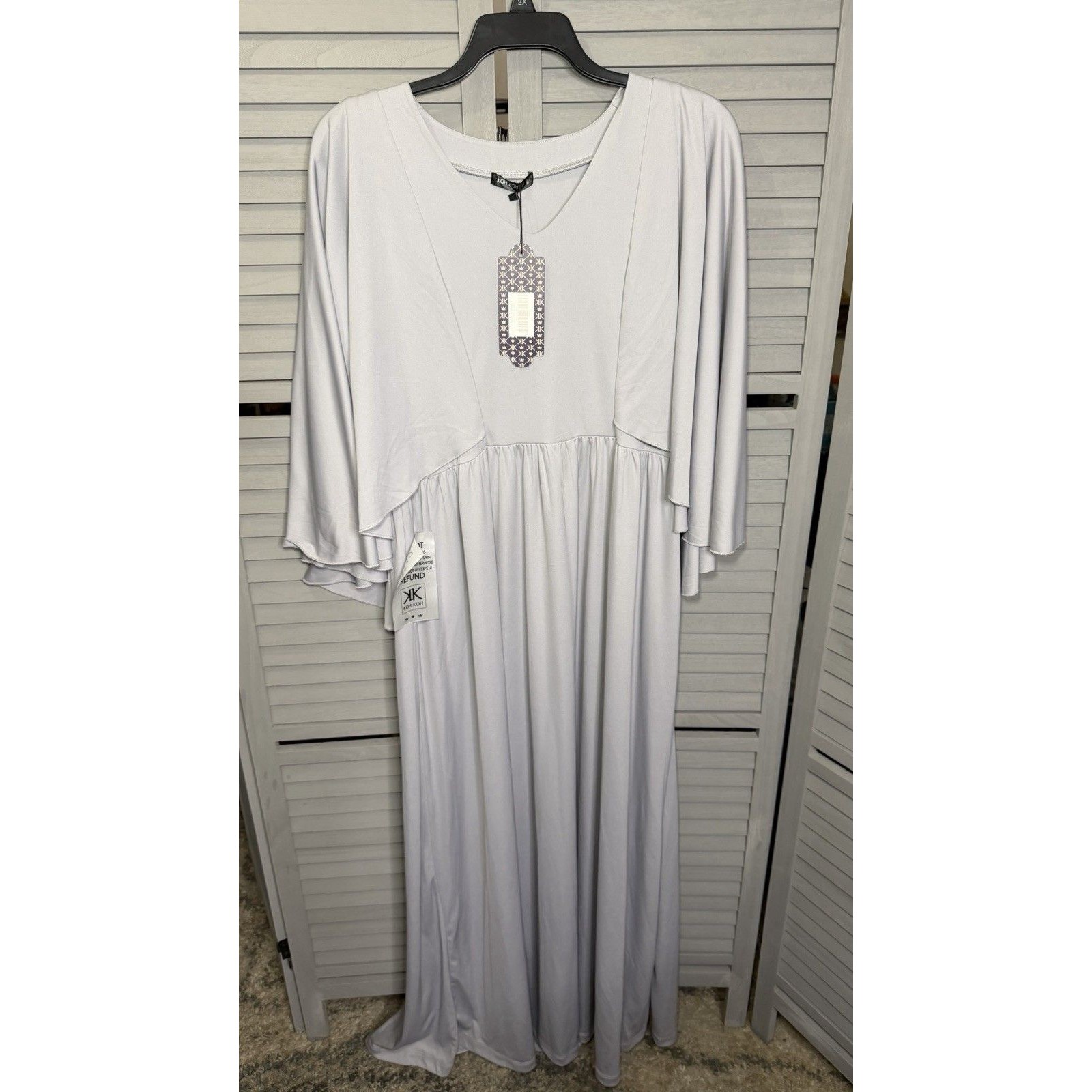 Koh Koh Long Cape Batwing Sleeve Modest Full Floor Length Flowy Light Dress 2x